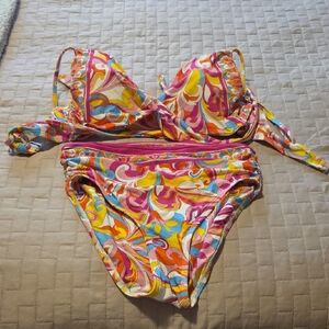 Carmen Marc Valvo Multicolor Swirl Bikini